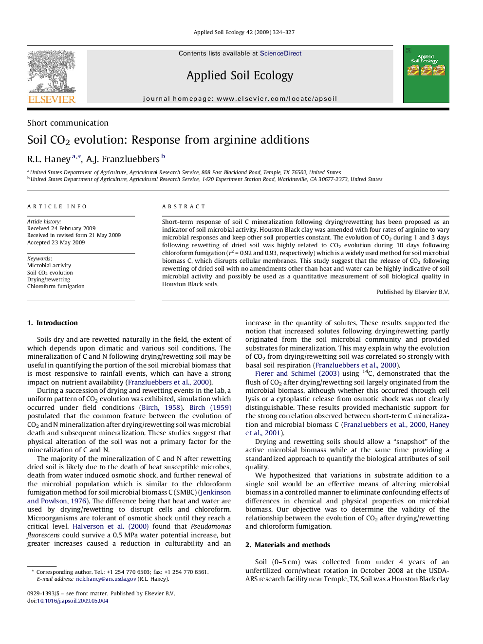 Soil CO2 evolution: Response from arginine additions