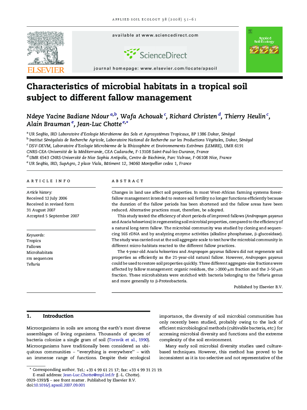 Characteristics of microbial habitats in a tropical soil subject to different fallow management