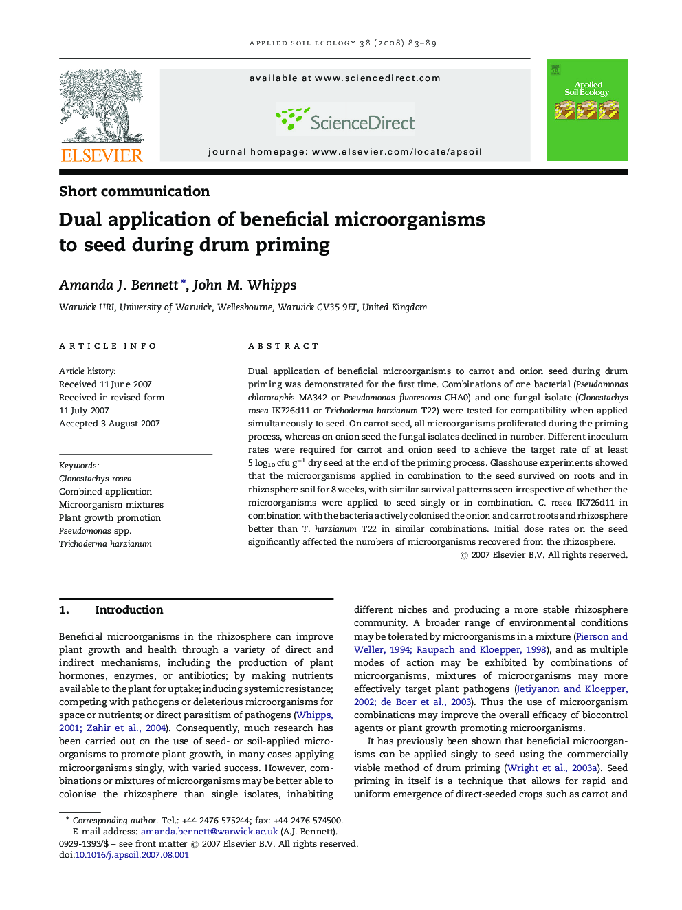 Dual application of beneficial microorganisms to seed during drum priming