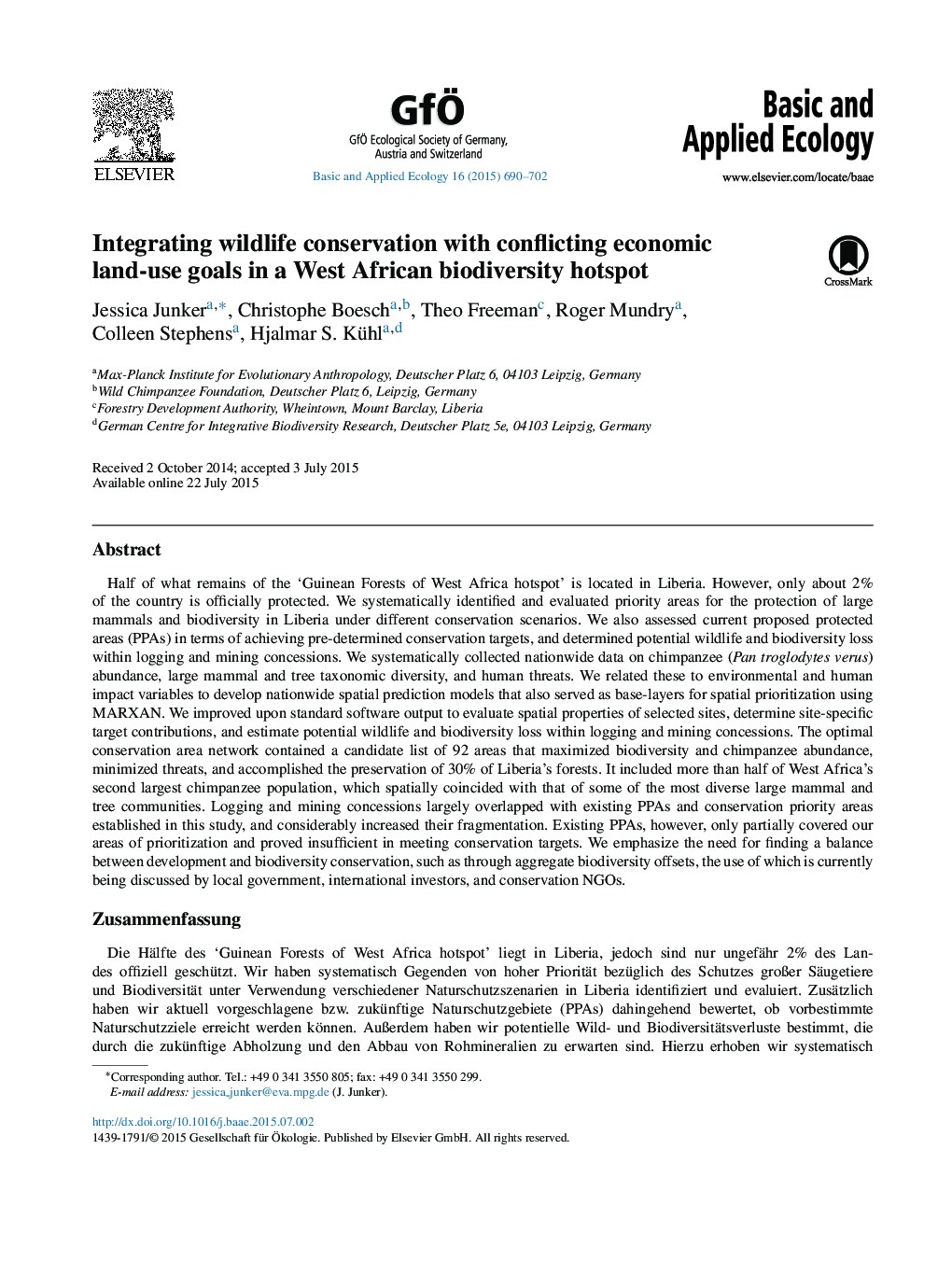 Integrating wildlife conservation with conflicting economic land-use goals in a West African biodiversity hotspot