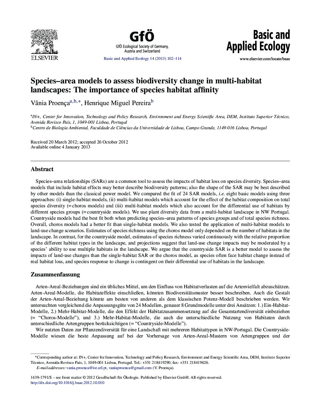 Species–area models to assess biodiversity change in multi-habitat landscapes: The importance of species habitat affinity