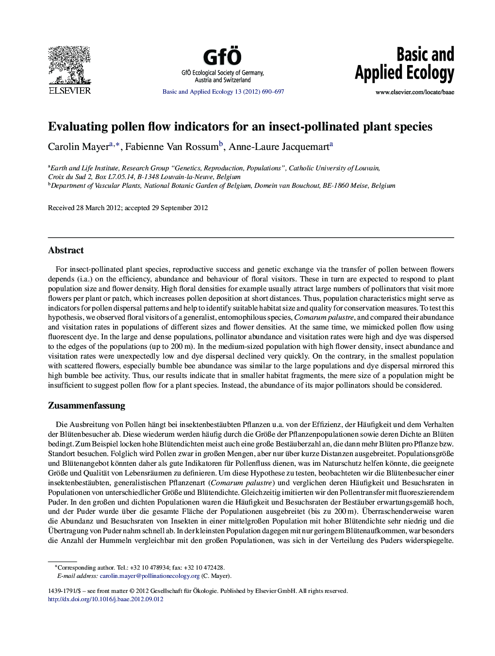 Evaluating pollen flow indicators for an insect-pollinated plant species