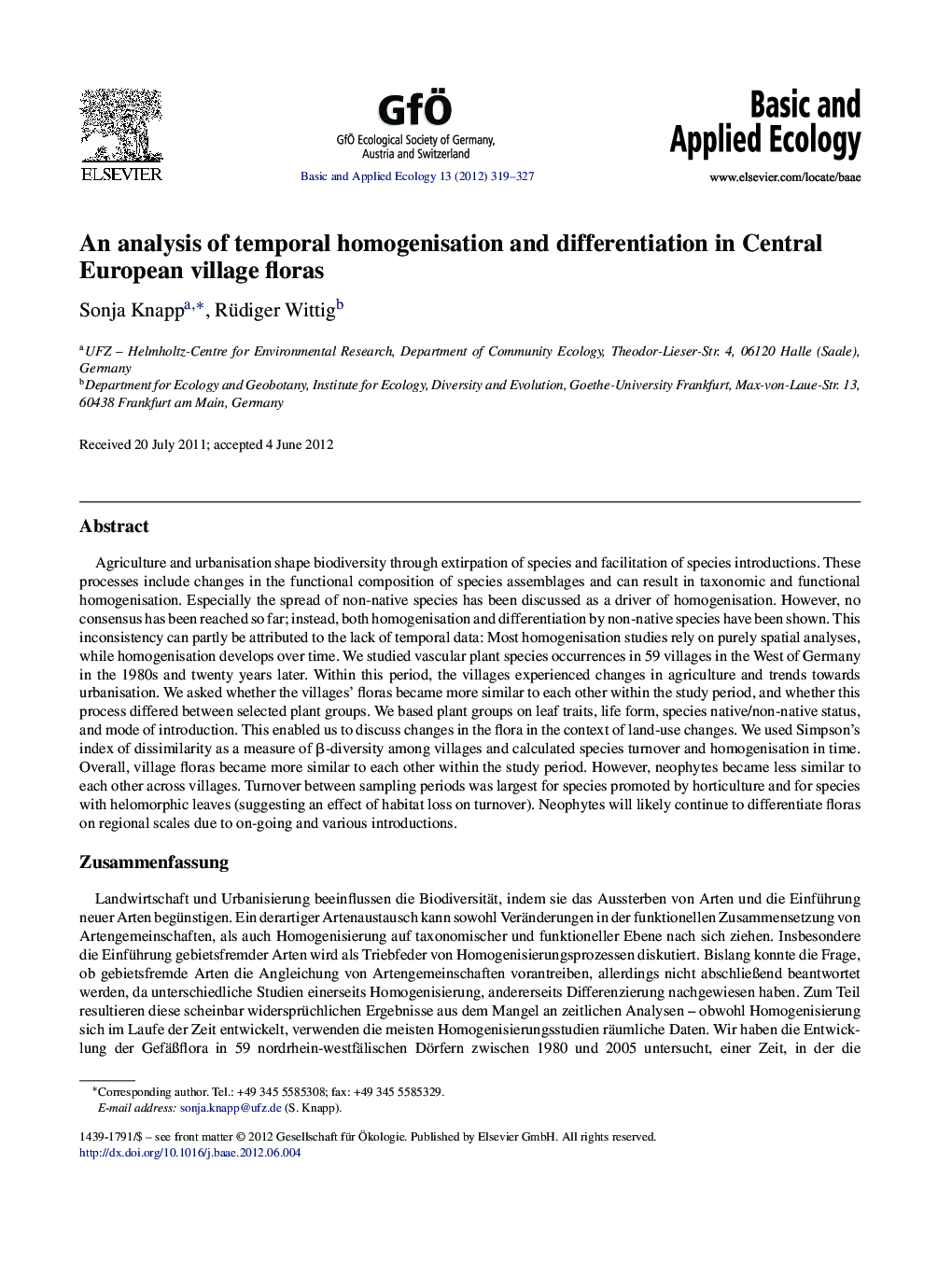 An analysis of temporal homogenisation and differentiation in Central European village floras