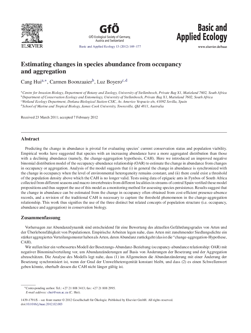 Estimating changes in species abundance from occupancy and aggregation