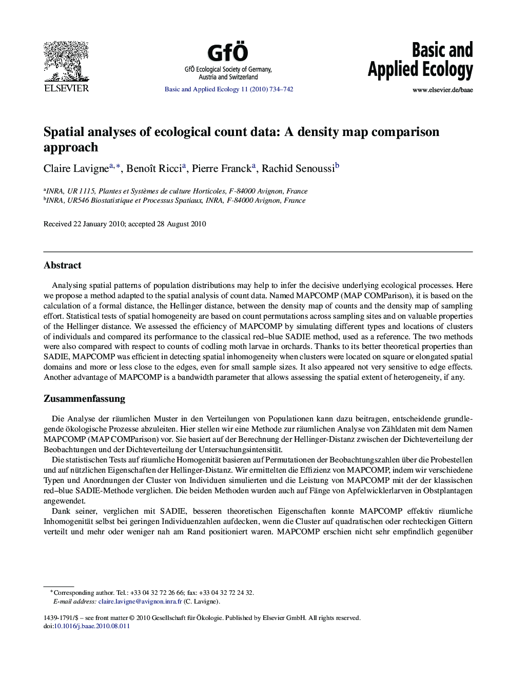 Spatial analyses of ecological count data: A density map comparison approach