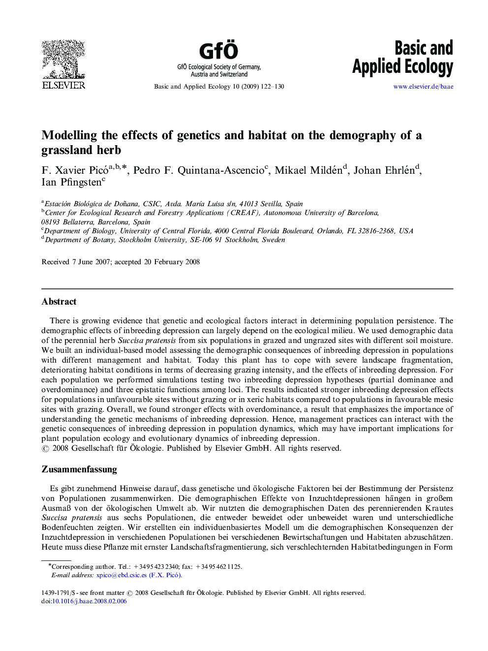 Modelling the effects of genetics and habitat on the demography of a grassland herb