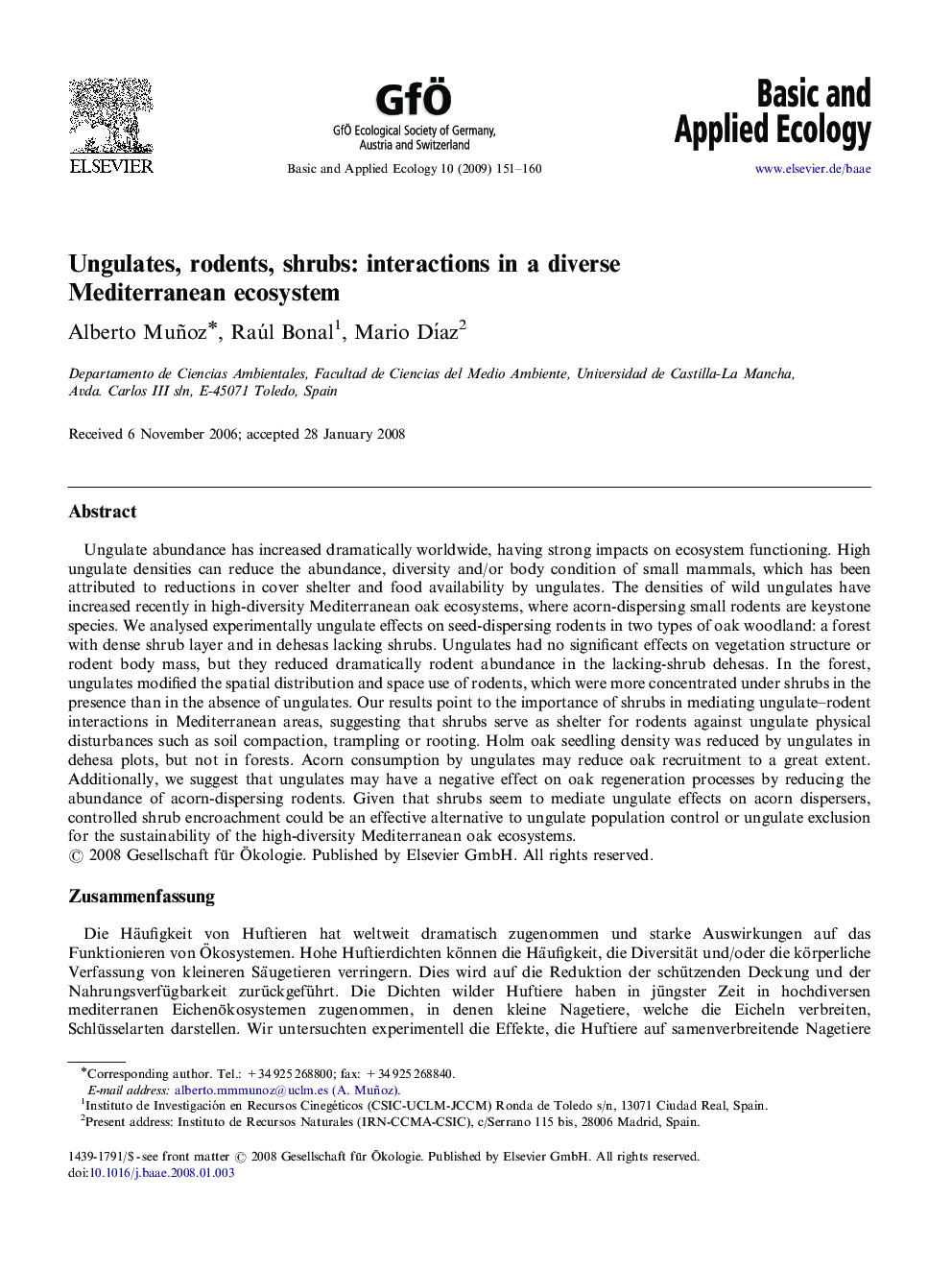 Ungulates, rodents, shrubs: interactions in a diverse Mediterranean ecosystem