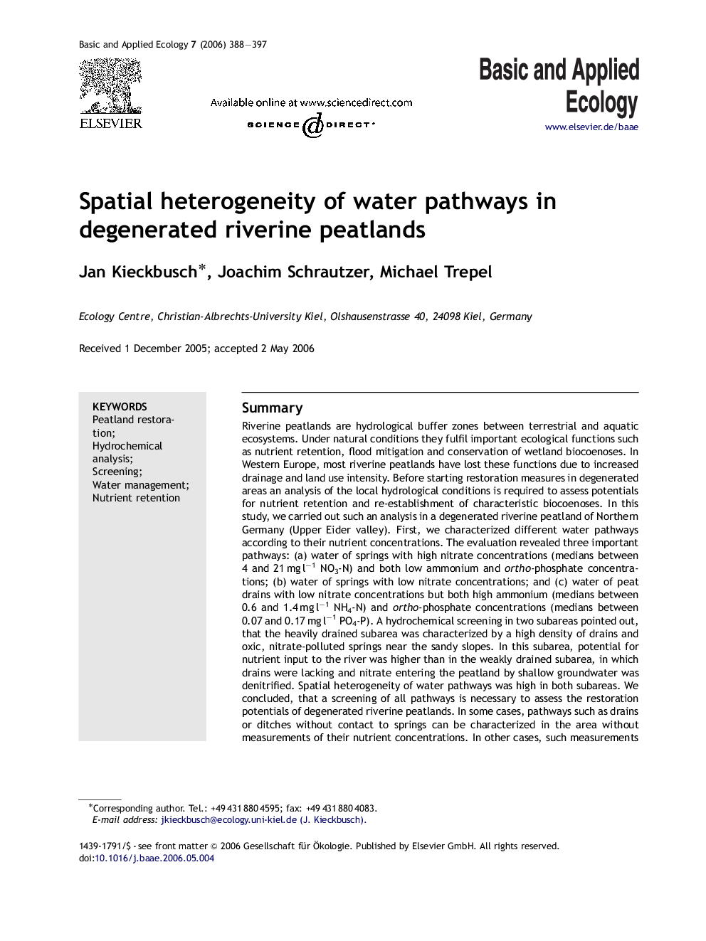 Spatial heterogeneity of water pathways in degenerated riverine peatlands