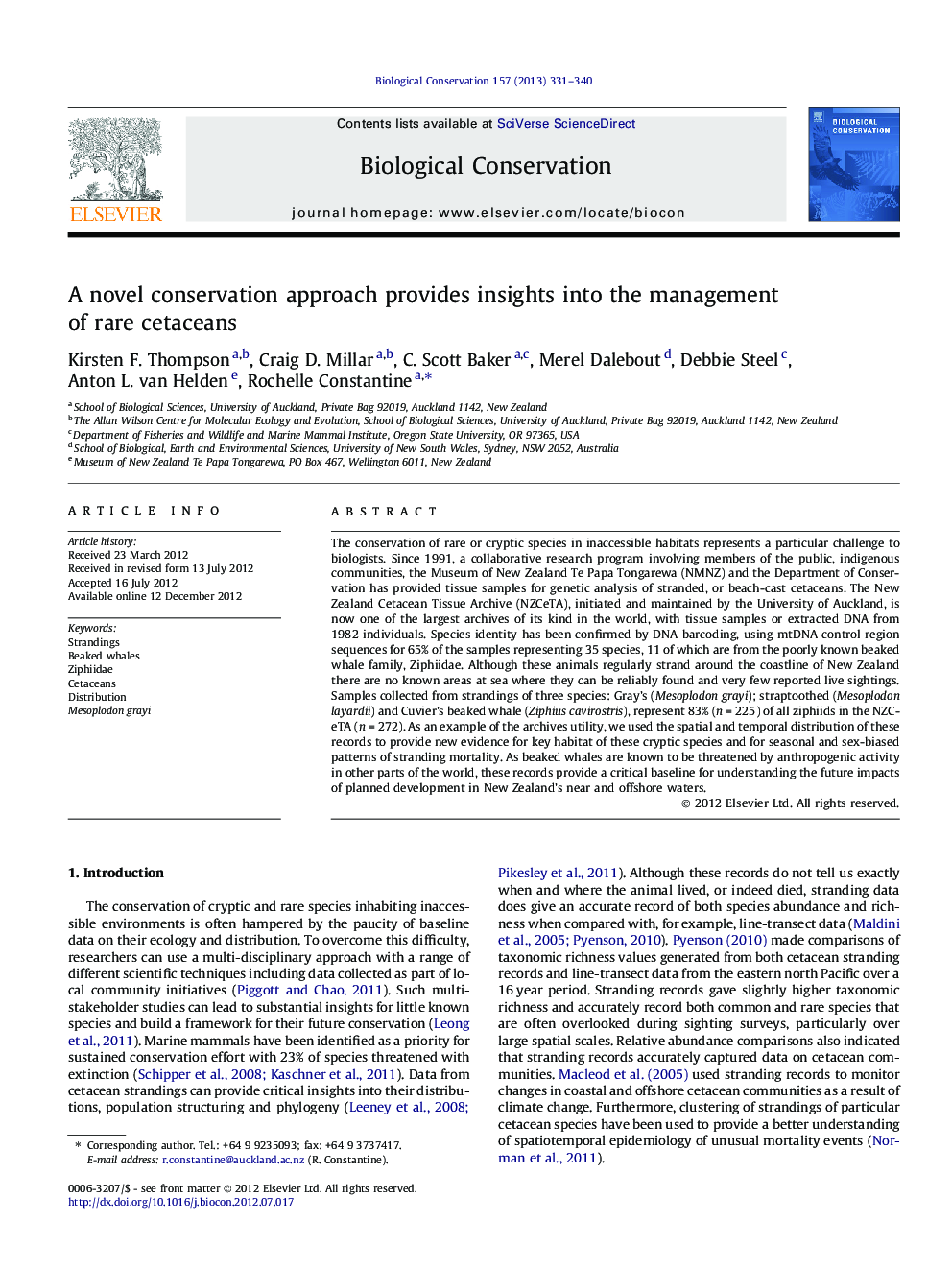 A novel conservation approach provides insights into the management of rare cetaceans