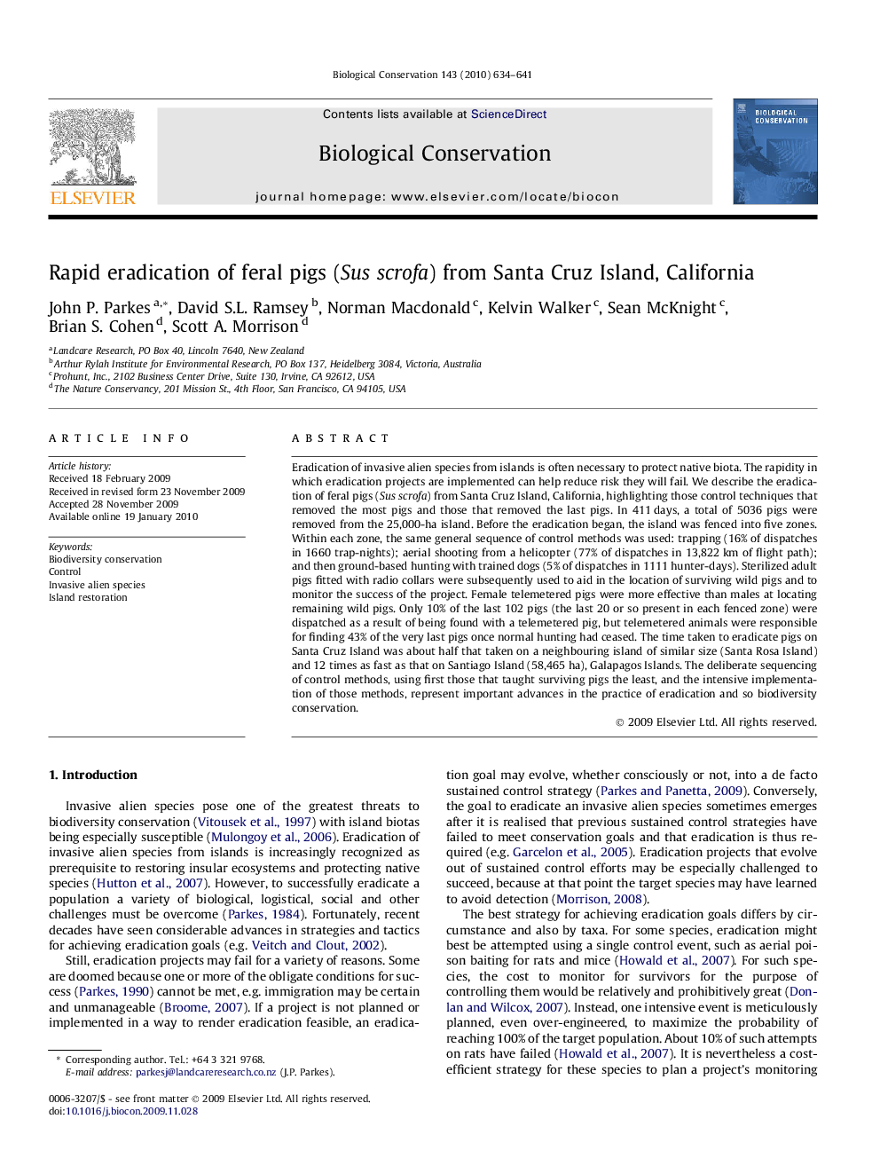 Rapid eradication of feral pigs (Sus scrofa) from Santa Cruz Island, California