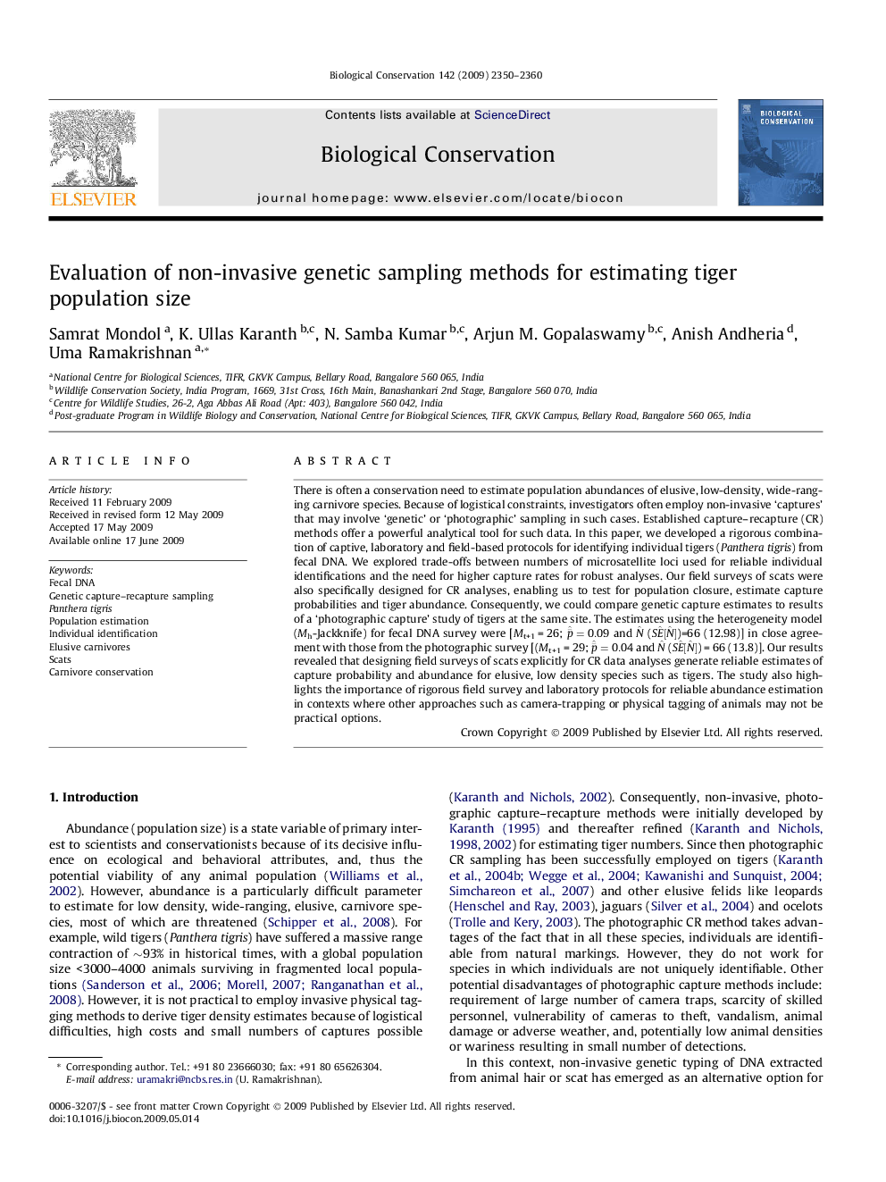 Evaluation of non-invasive genetic sampling methods for estimating tiger population size