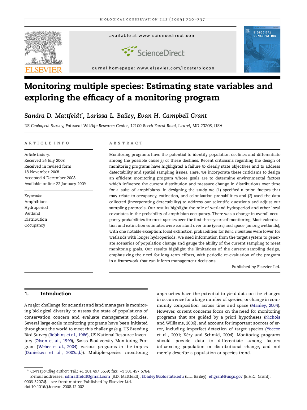 Monitoring multiple species: Estimating state variables and exploring the efficacy of a monitoring program