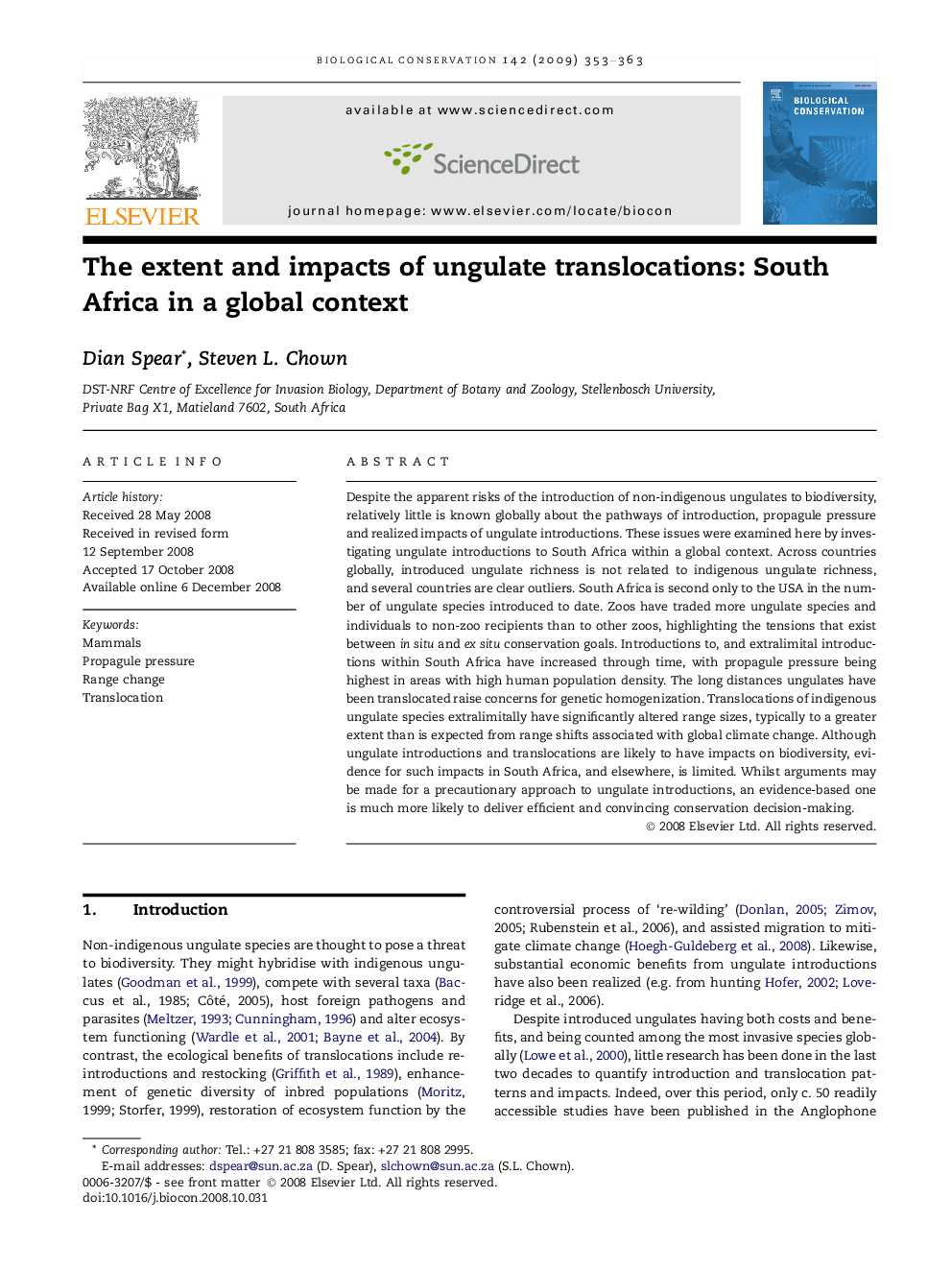 The extent and impacts of ungulate translocations: South Africa in a global context