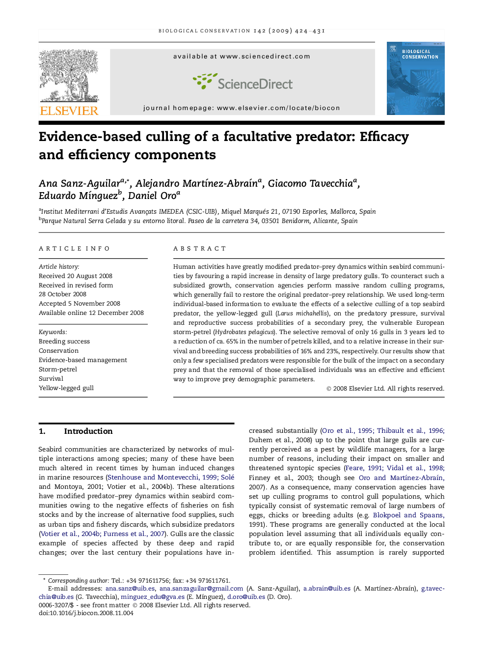 Evidence-based culling of a facultative predator: Efficacy and efficiency components