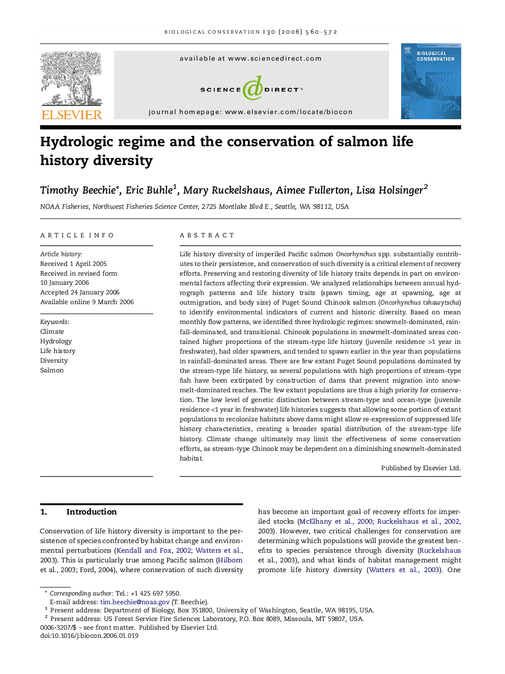 Hydrologic regime and the conservation of salmon life history diversity