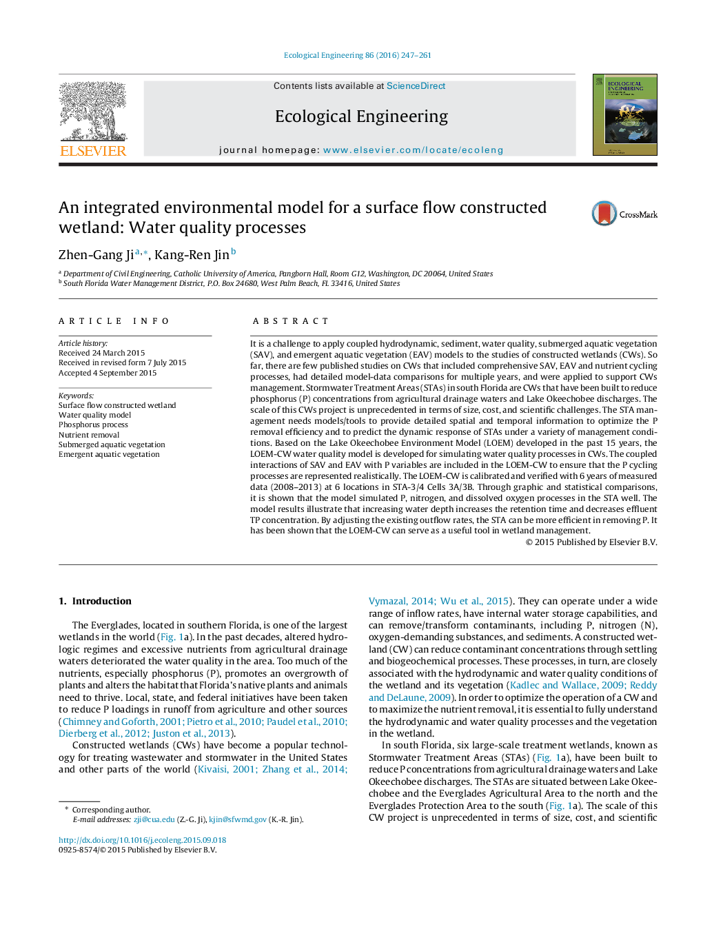 An integrated environmental model for a surface flow constructed wetland: Water quality processes