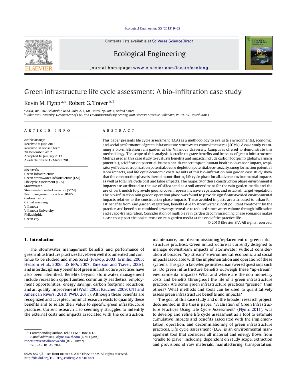 Green infrastructure life cycle assessment: A bio-infiltration case study