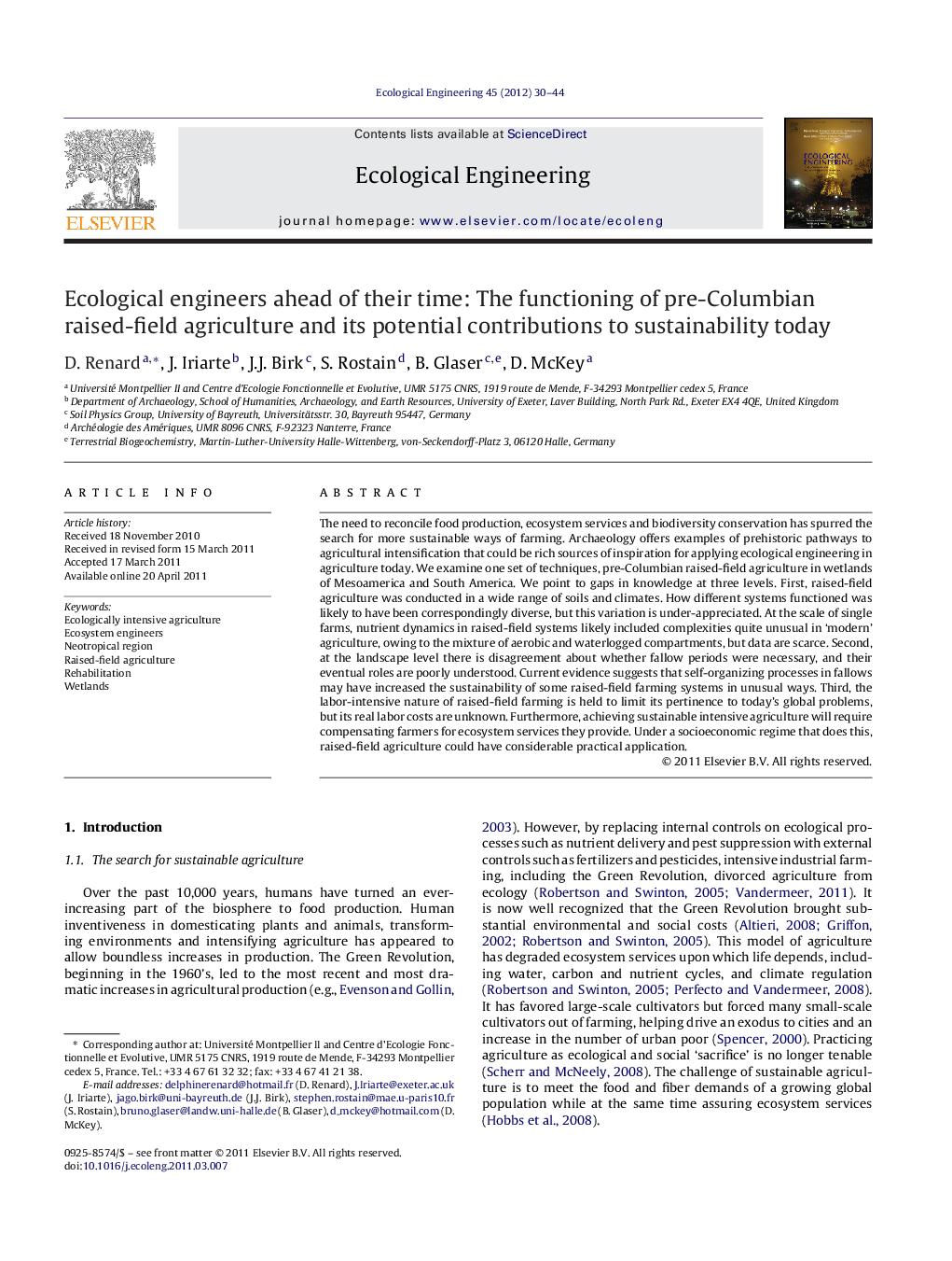 Ecological engineers ahead of their time: The functioning of pre-Columbian raised-field agriculture and its potential contributions to sustainability today