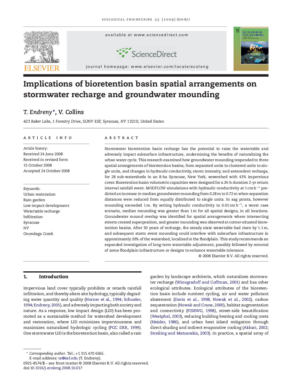 Implications of bioretention basin spatial arrangements on stormwater recharge and groundwater mounding