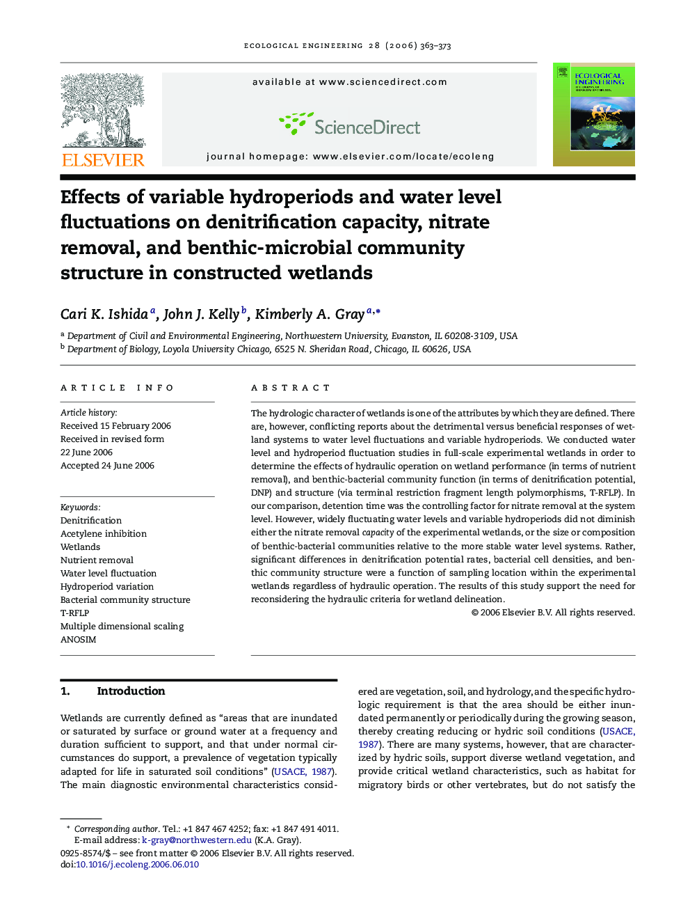 Effects of variable hydroperiods and water level fluctuations on denitrification capacity, nitrate removal, and benthic-microbial community structure in constructed wetlands