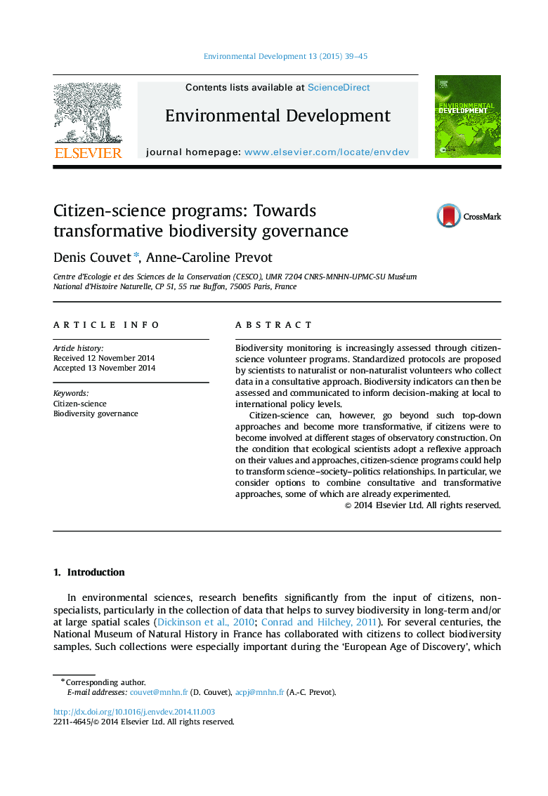 Citizen-science programs: Towards transformative biodiversity governance