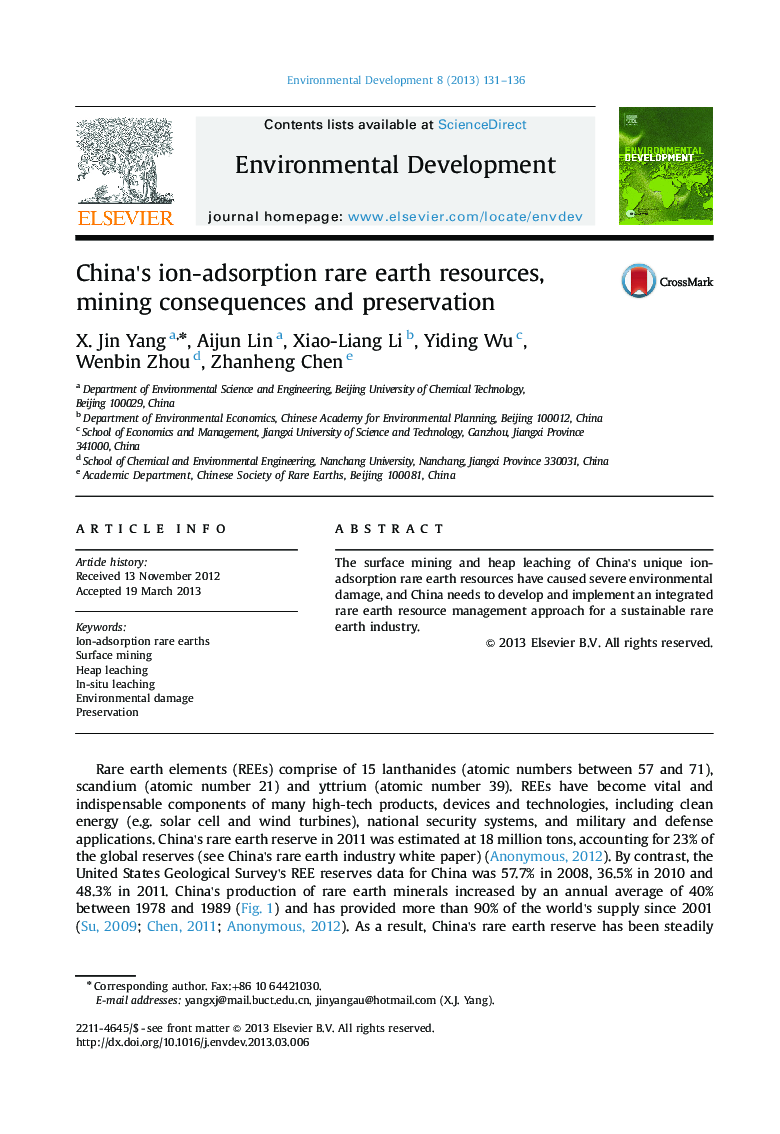 China's ion-adsorption rare earth resources, mining consequences and preservation