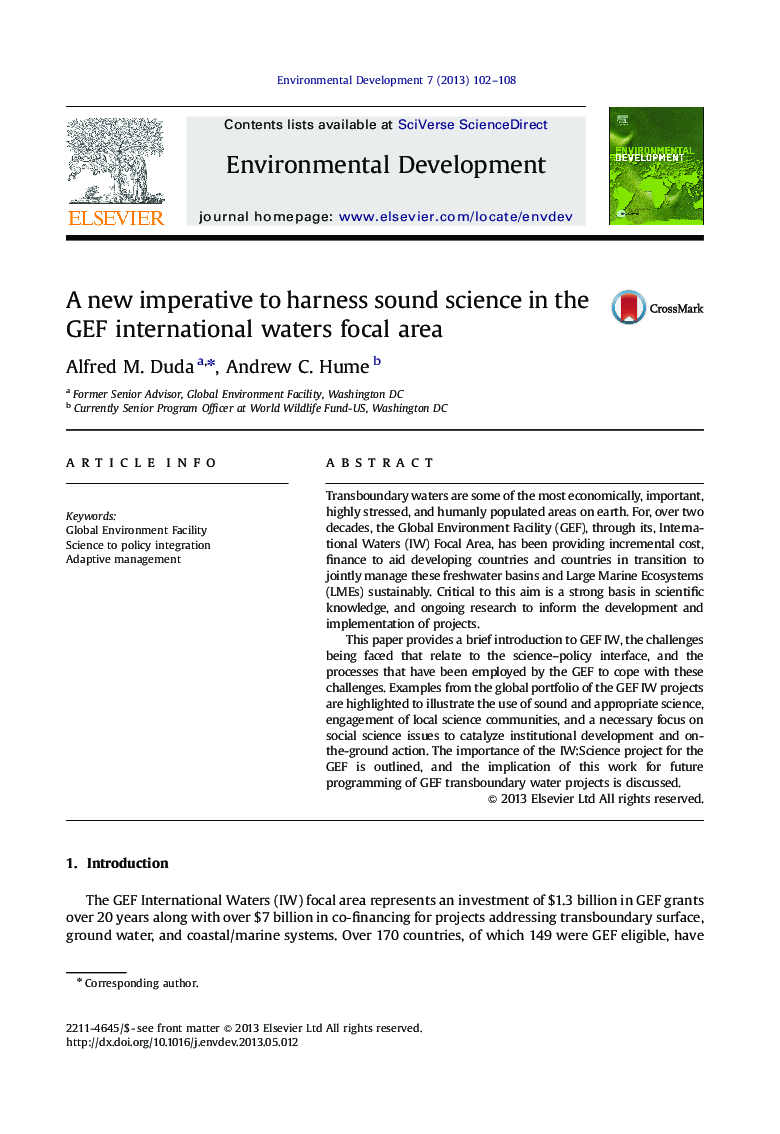 A new imperative to harness sound science in the GEF international waters focal area