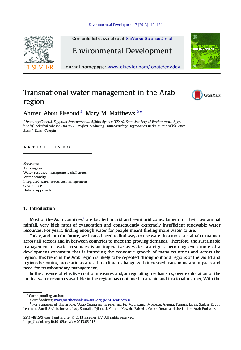 Transnational water management in the Arab region