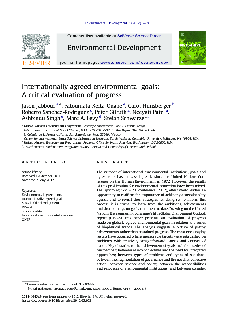 Internationally agreed environmental goals: A critical evaluation of progress