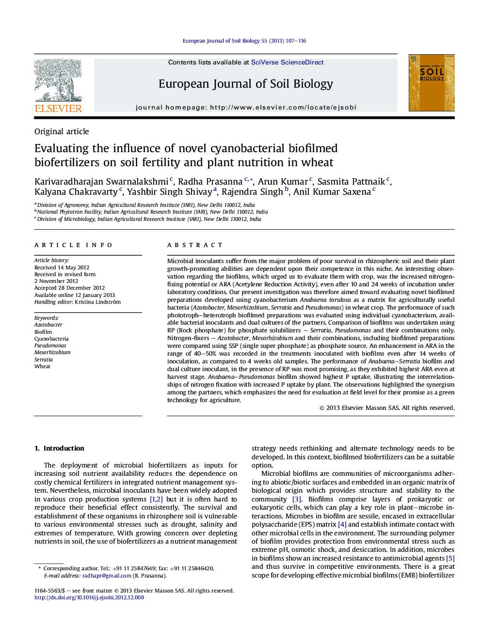 Evaluating the influence of novel cyanobacterial biofilmed biofertilizers on soil fertility and plant nutrition in wheat