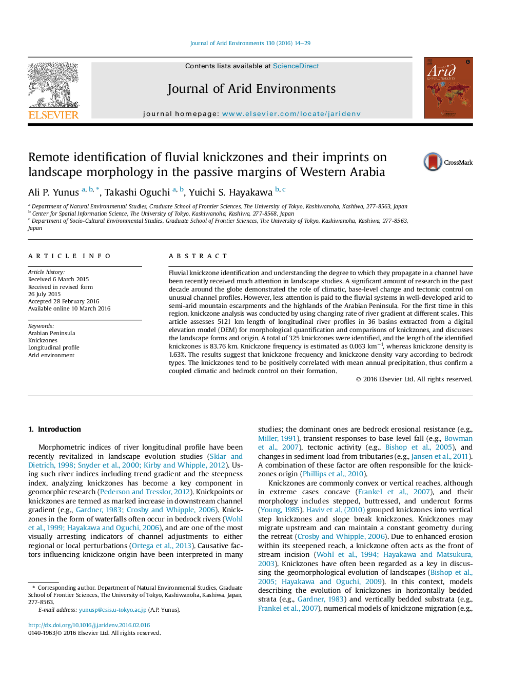 Remote identification of fluvial knickzones and their imprints on landscape morphology in the passive margins of Western Arabia