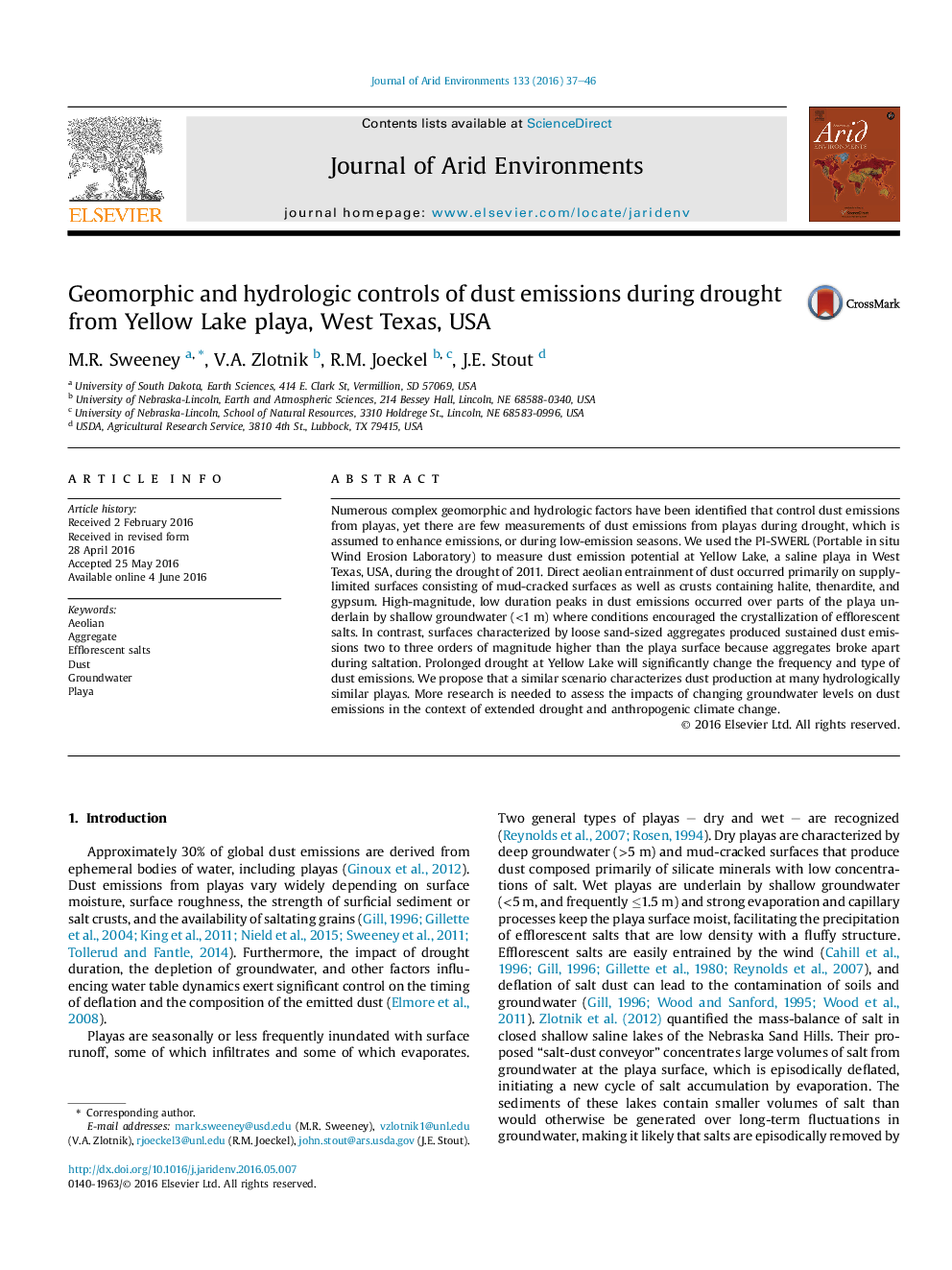 Geomorphic and hydrologic controls of dust emissions during drought from Yellow Lake playa, West Texas, USA