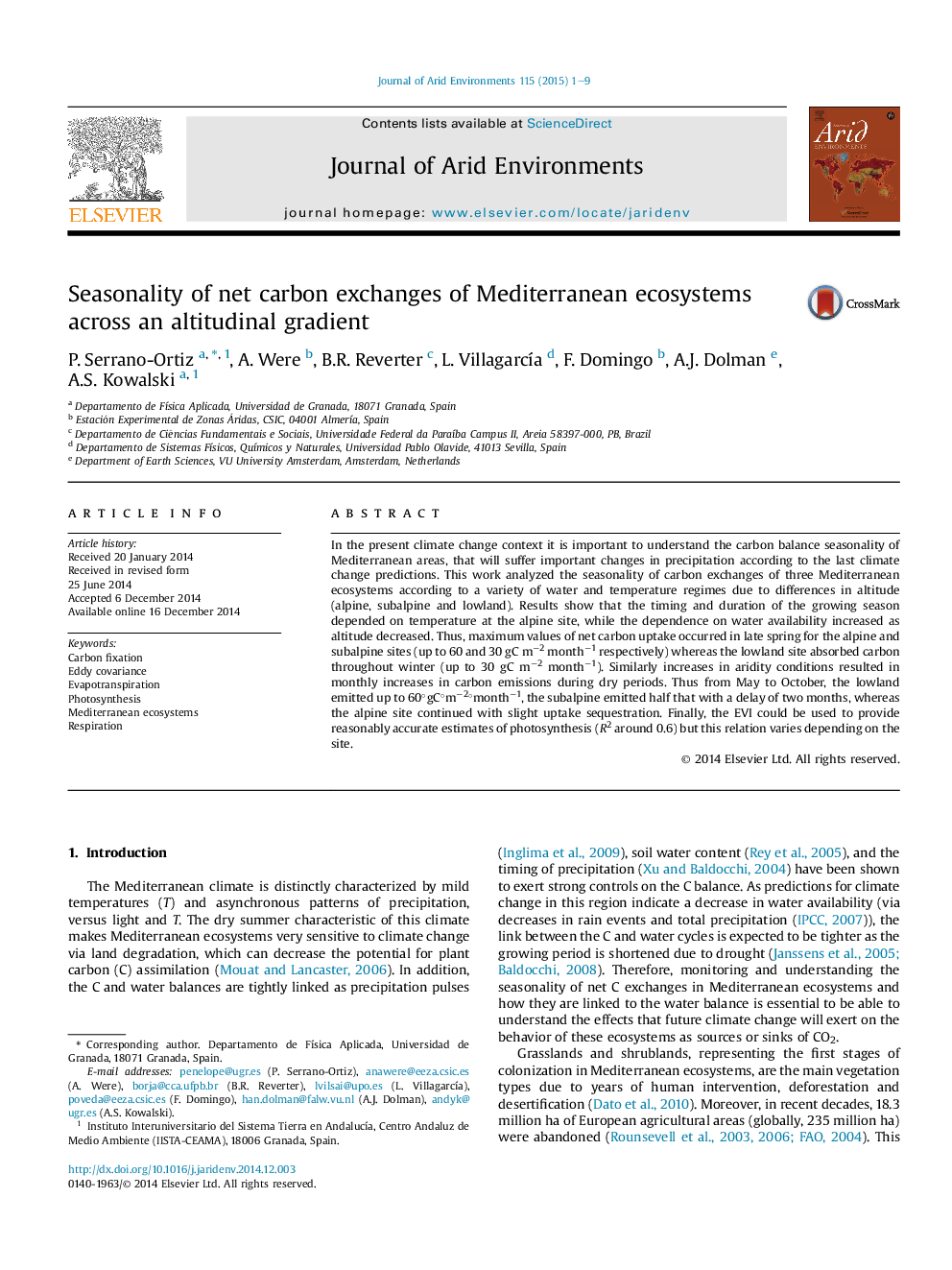 Seasonality of net carbon exchanges of Mediterranean ecosystems across an altitudinal gradient