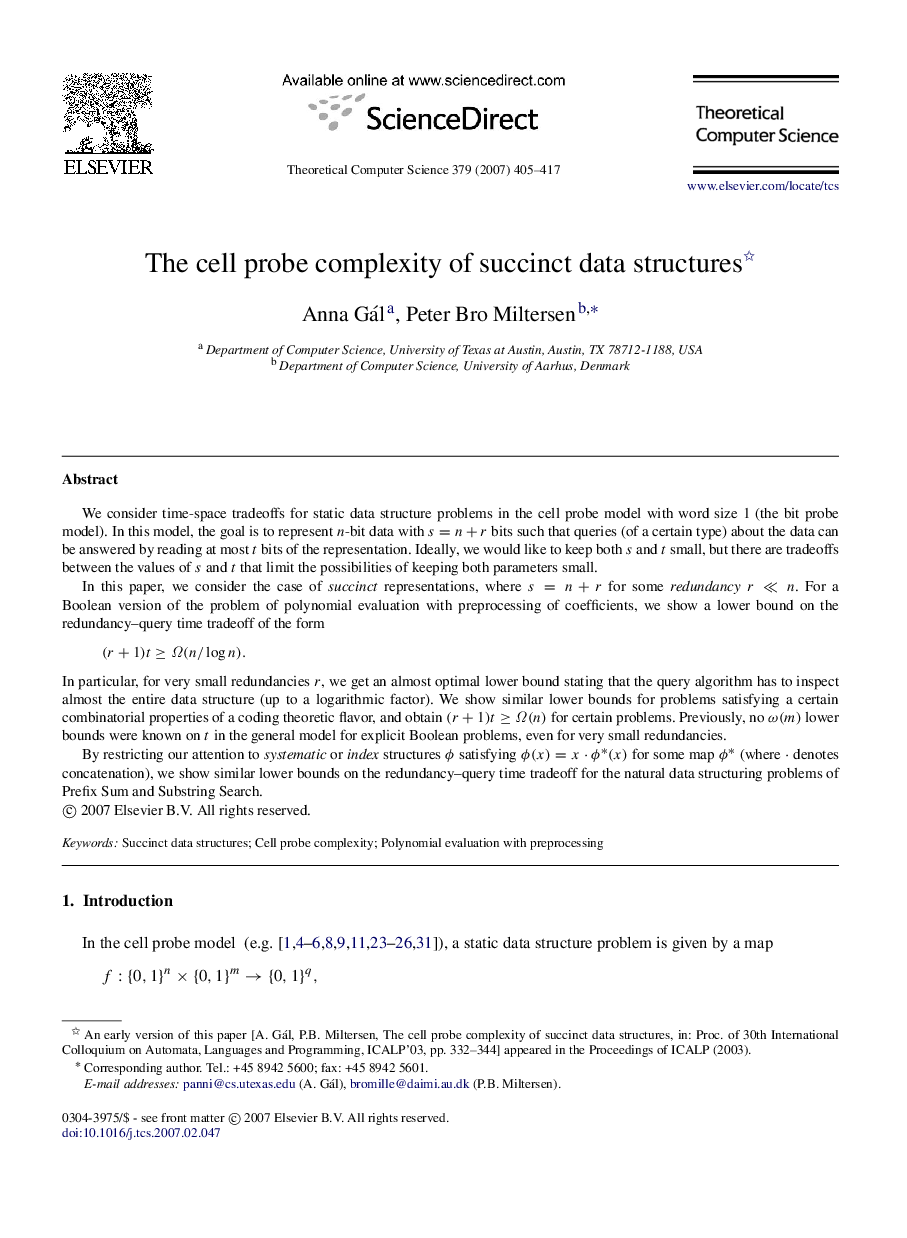 The cell probe complexity of succinct data structures 