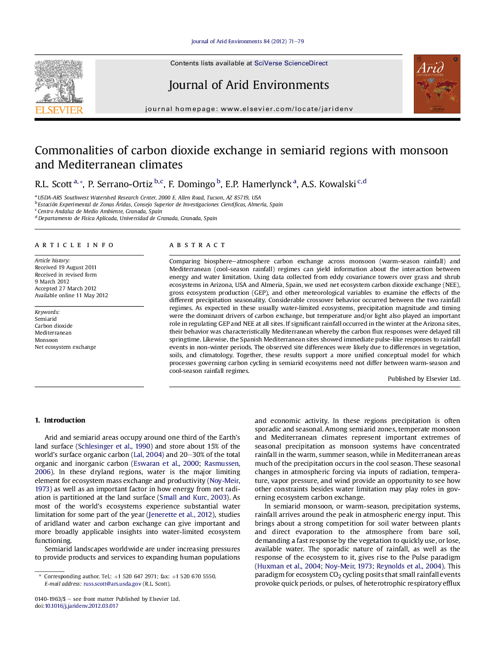 Commonalities of carbon dioxide exchange in semiarid regions with monsoon and Mediterranean climates