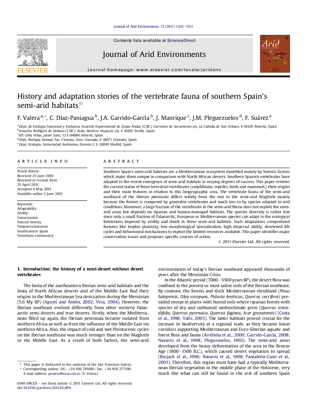 History and adaptation stories of the vertebrate fauna of southern Spain’s semi-arid habitats 