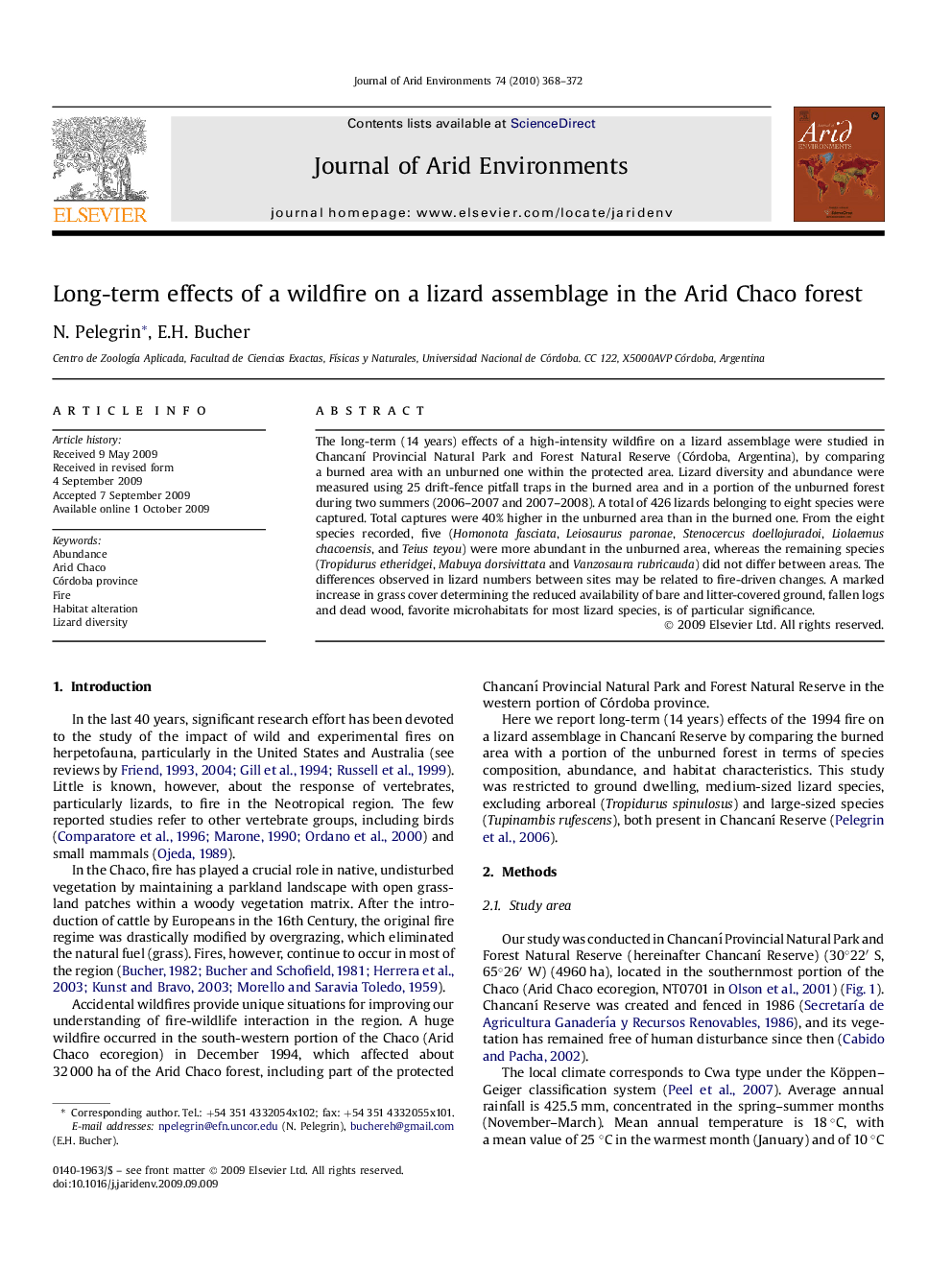 Long-term effects of a wildfire on a lizard assemblage in the Arid Chaco forest