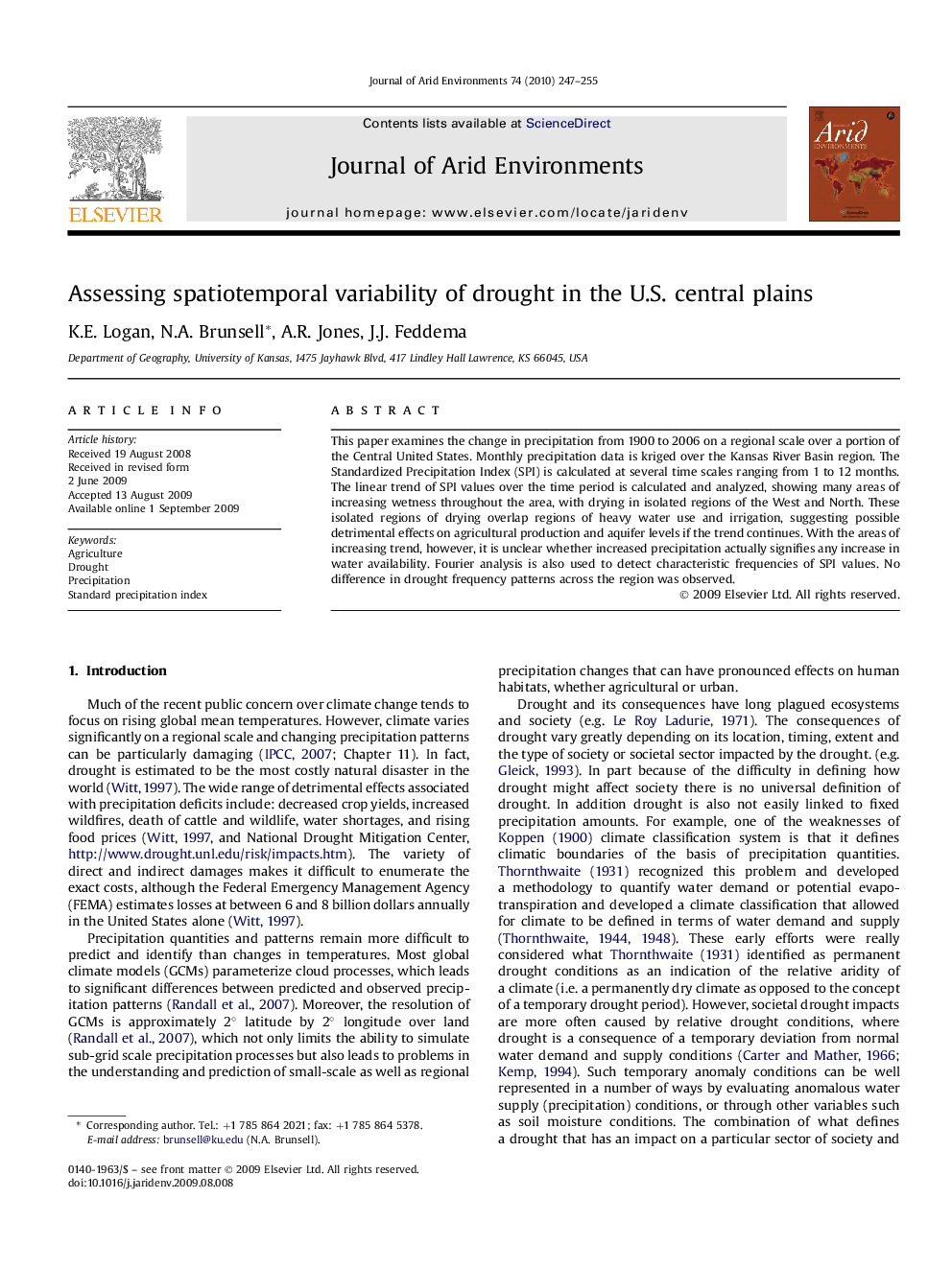 Assessing spatiotemporal variability of drought in the U.S. central plains