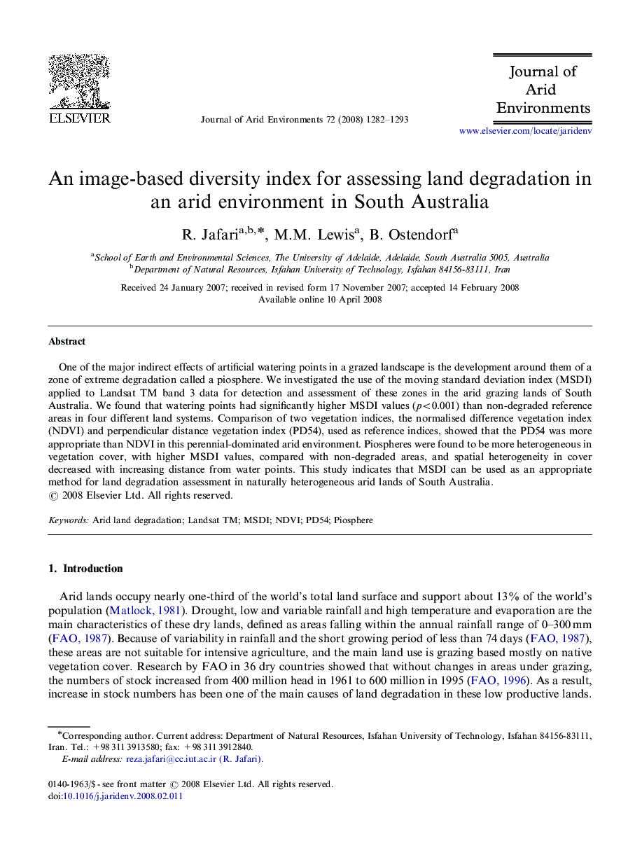 An image-based diversity index for assessing land degradation in an arid environment in South Australia