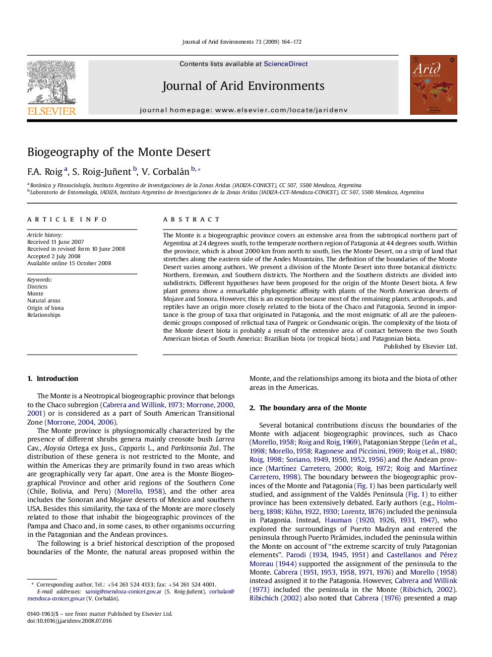 Biogeography of the Monte Desert