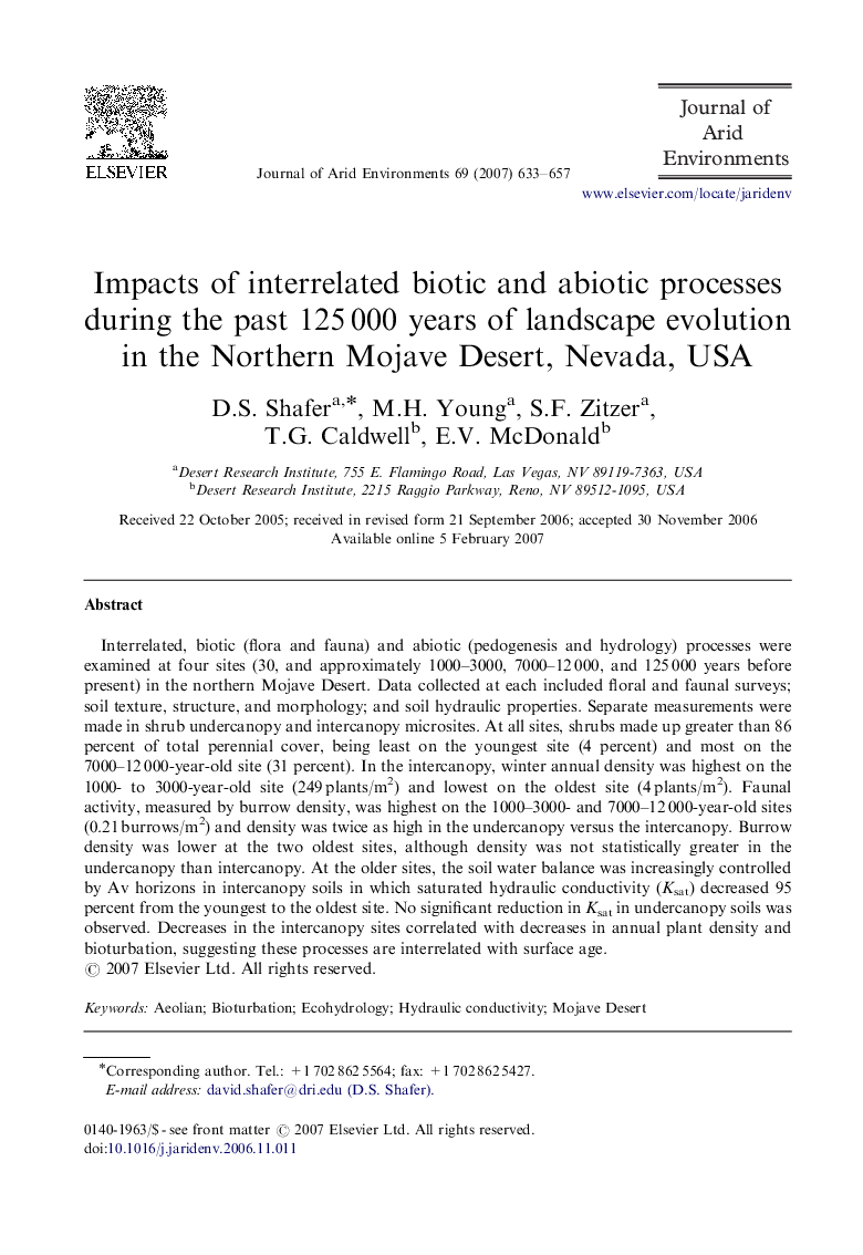 Impacts of interrelated biotic and abiotic processes during the past 125 000 years of landscape evolution in the Northern Mojave Desert, Nevada, USA