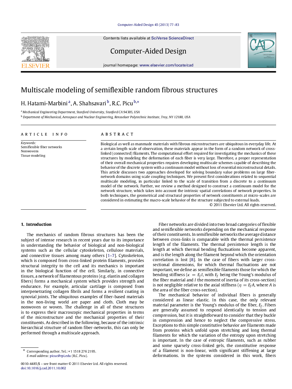 Multiscale modeling of semiflexible random fibrous structures