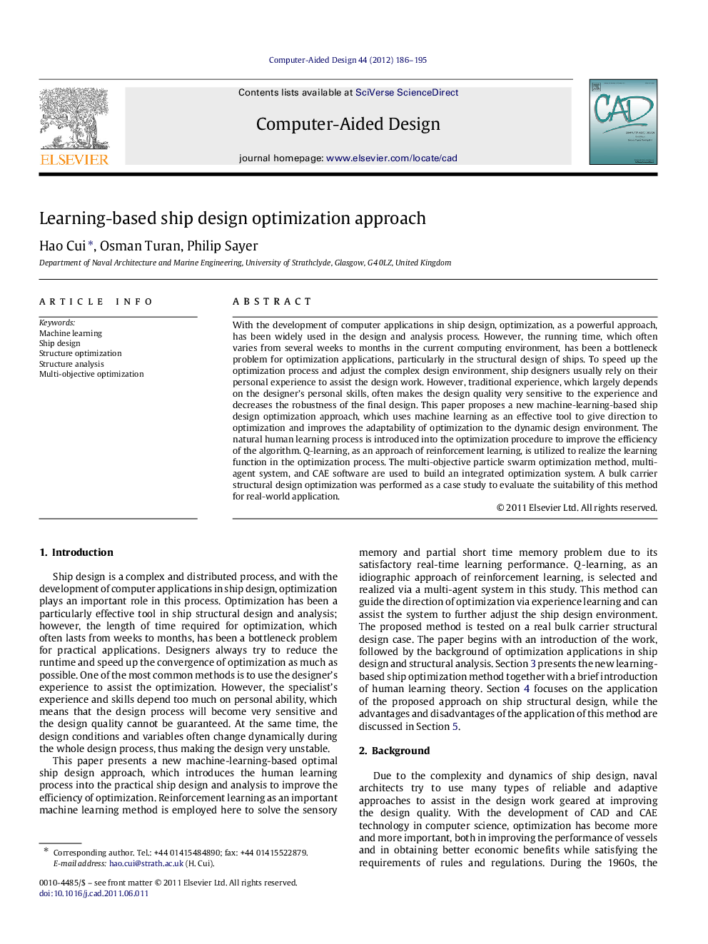 Learning-based ship design optimization approach