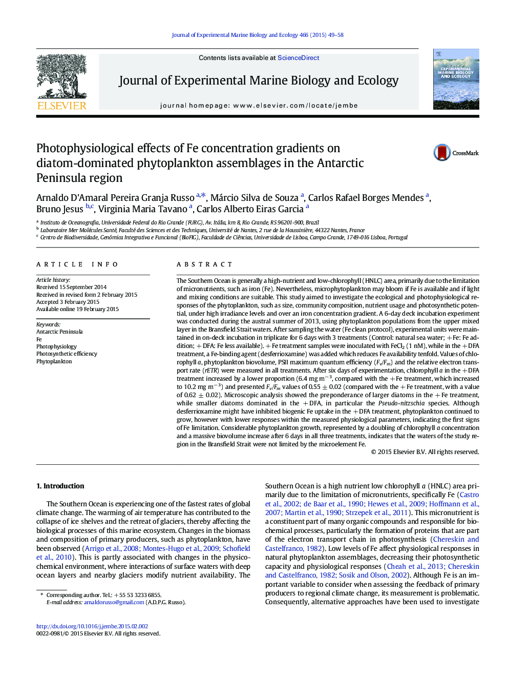 Photophysiological effects of Fe concentration gradients on diatom-dominated phytoplankton assemblages in the Antarctic Peninsula region