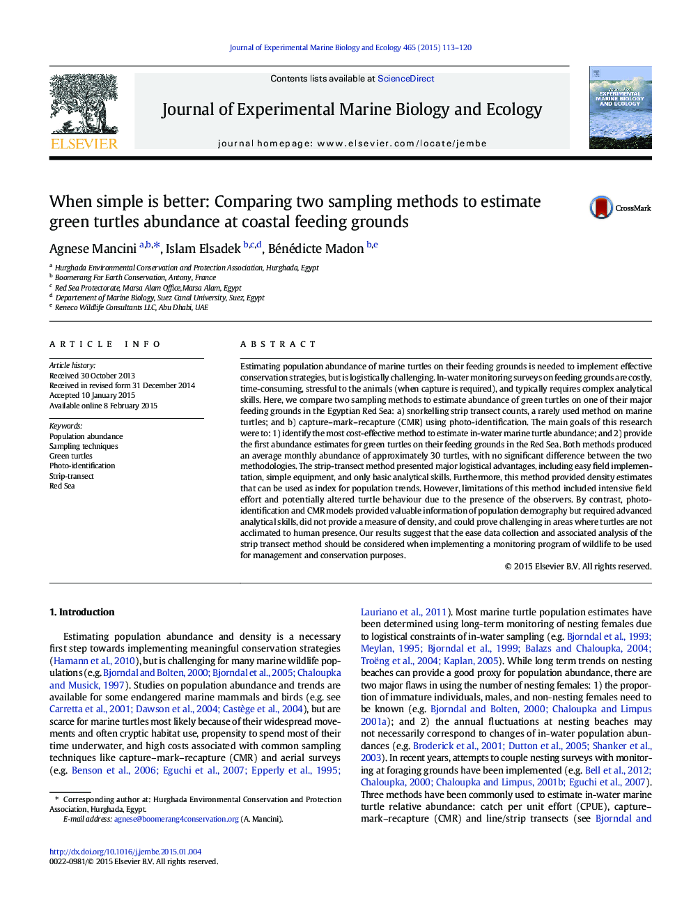 When simple is better: Comparing two sampling methods to estimate green turtles abundance at coastal feeding grounds