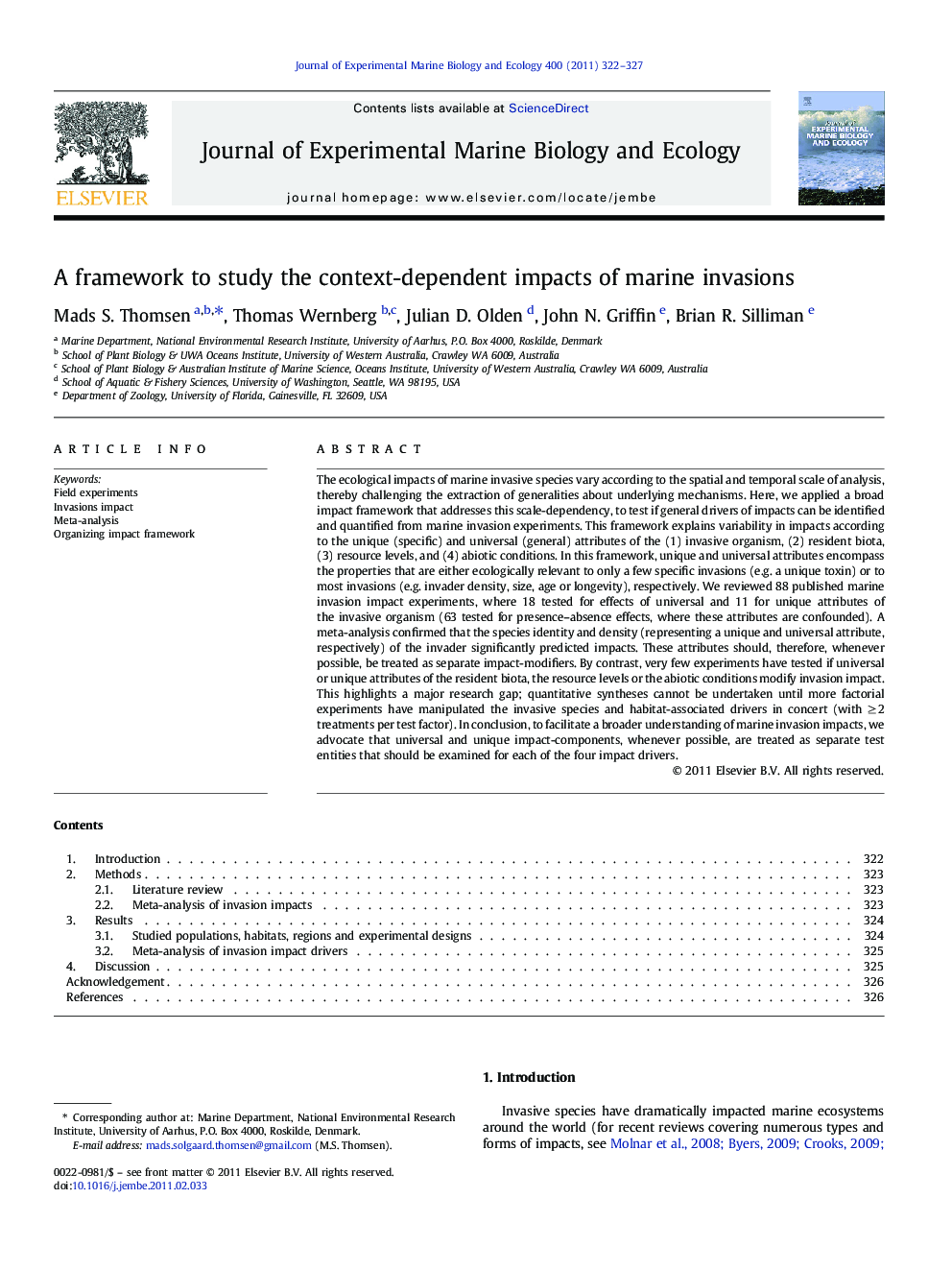 A framework to study the context-dependent impacts of marine invasions