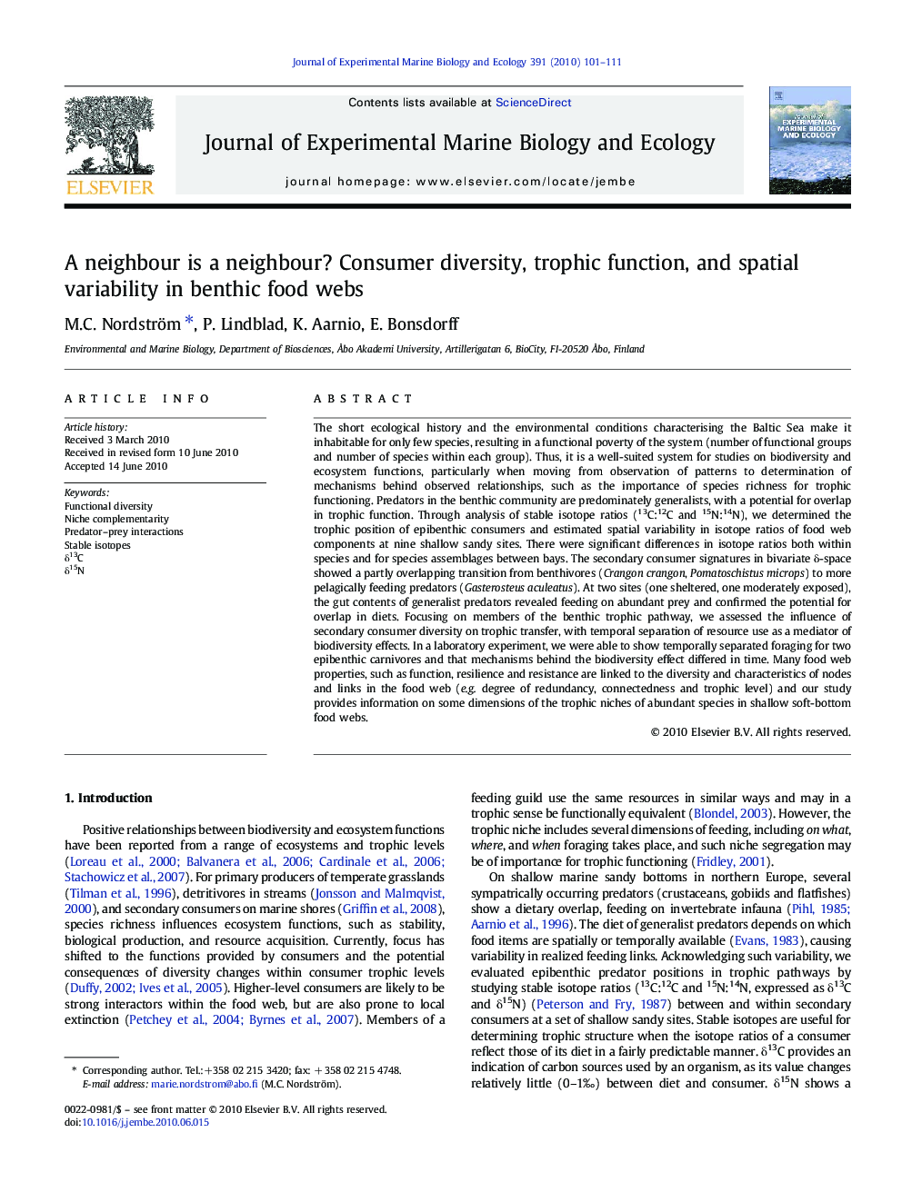 A neighbour is a neighbour? Consumer diversity, trophic function, and spatial variability in benthic food webs