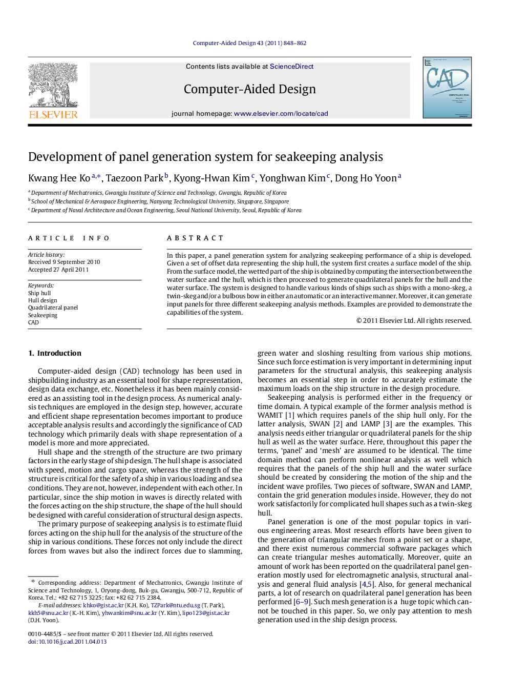 Development of panel generation system for seakeeping analysis