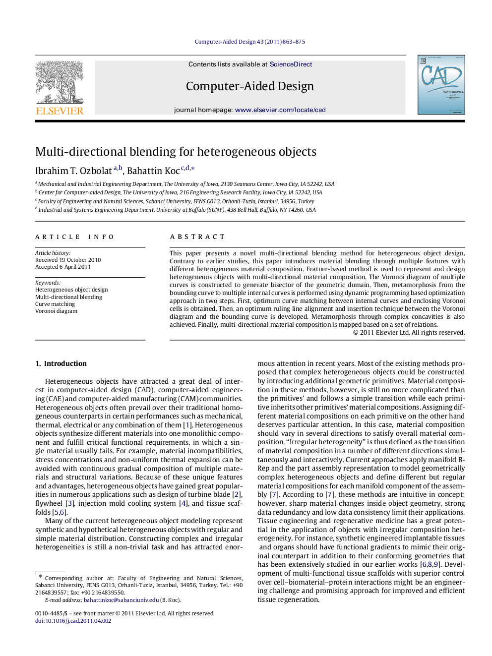 Multi-directional blending for heterogeneous objects