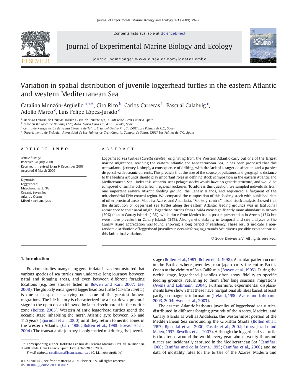 Variation in spatial distribution of juvenile loggerhead turtles in the eastern Atlantic and western Mediterranean Sea